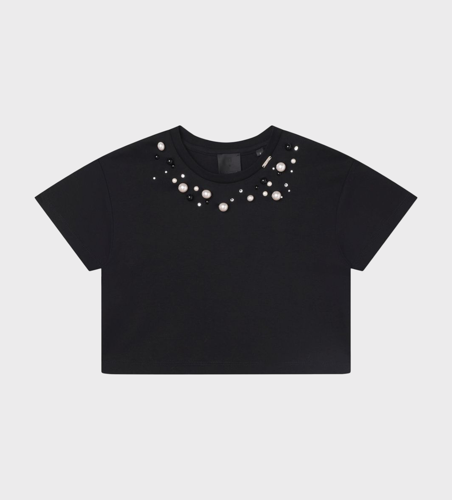 Bead-Embellished T-shirt Black