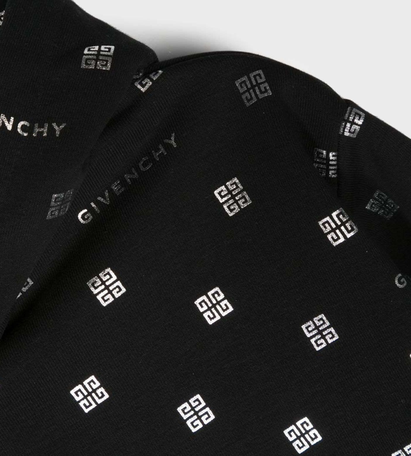 Monogram-Print Drawstring Hoodie Black