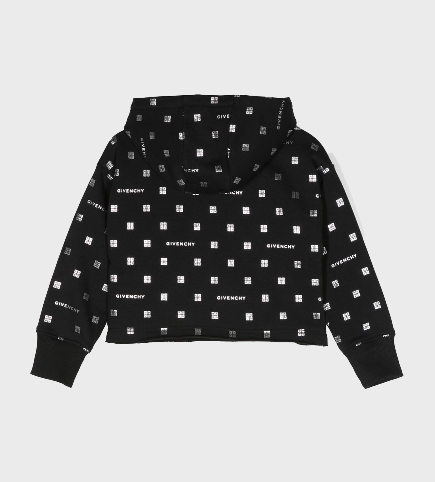 Monogram-Print Drawstring Hoodie Black