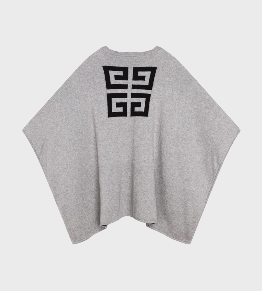 4G-Motif Round-Neck Reversible Cape Grey