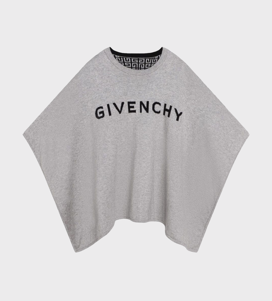 4G-Motif Round-Neck Reversible Cape Grey