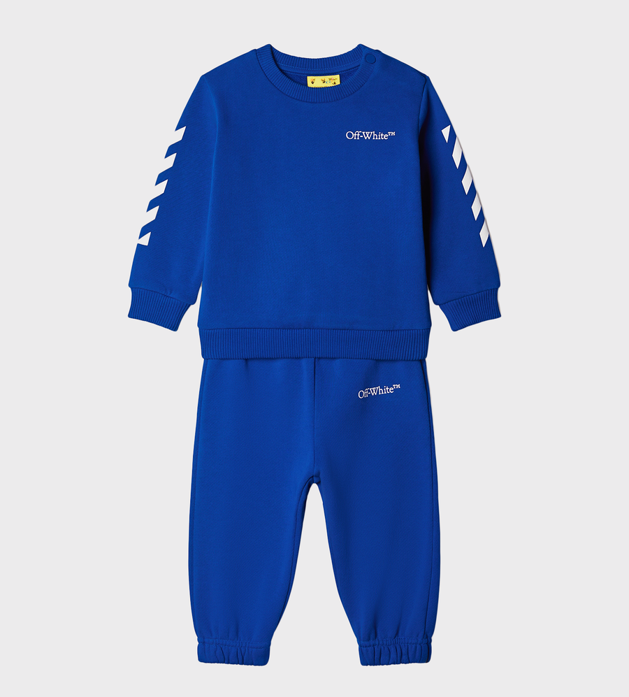 Baby Bookish Diagonal-Stripe Tracksuit Set Blue