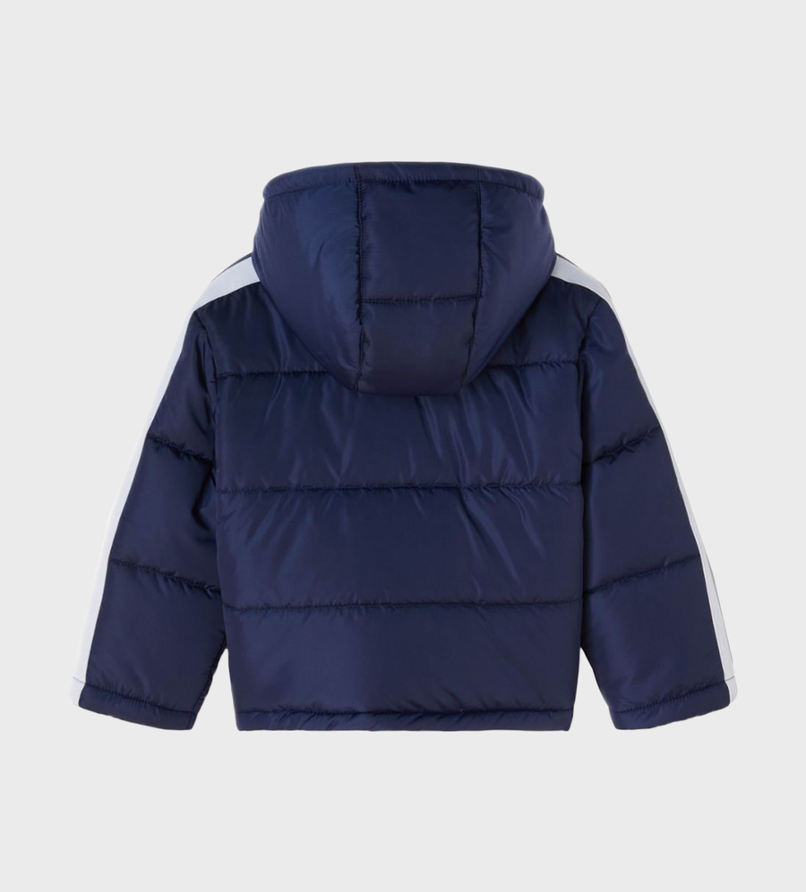 Logo-Embroidered Hooded Puffer Jacket Navy Blue