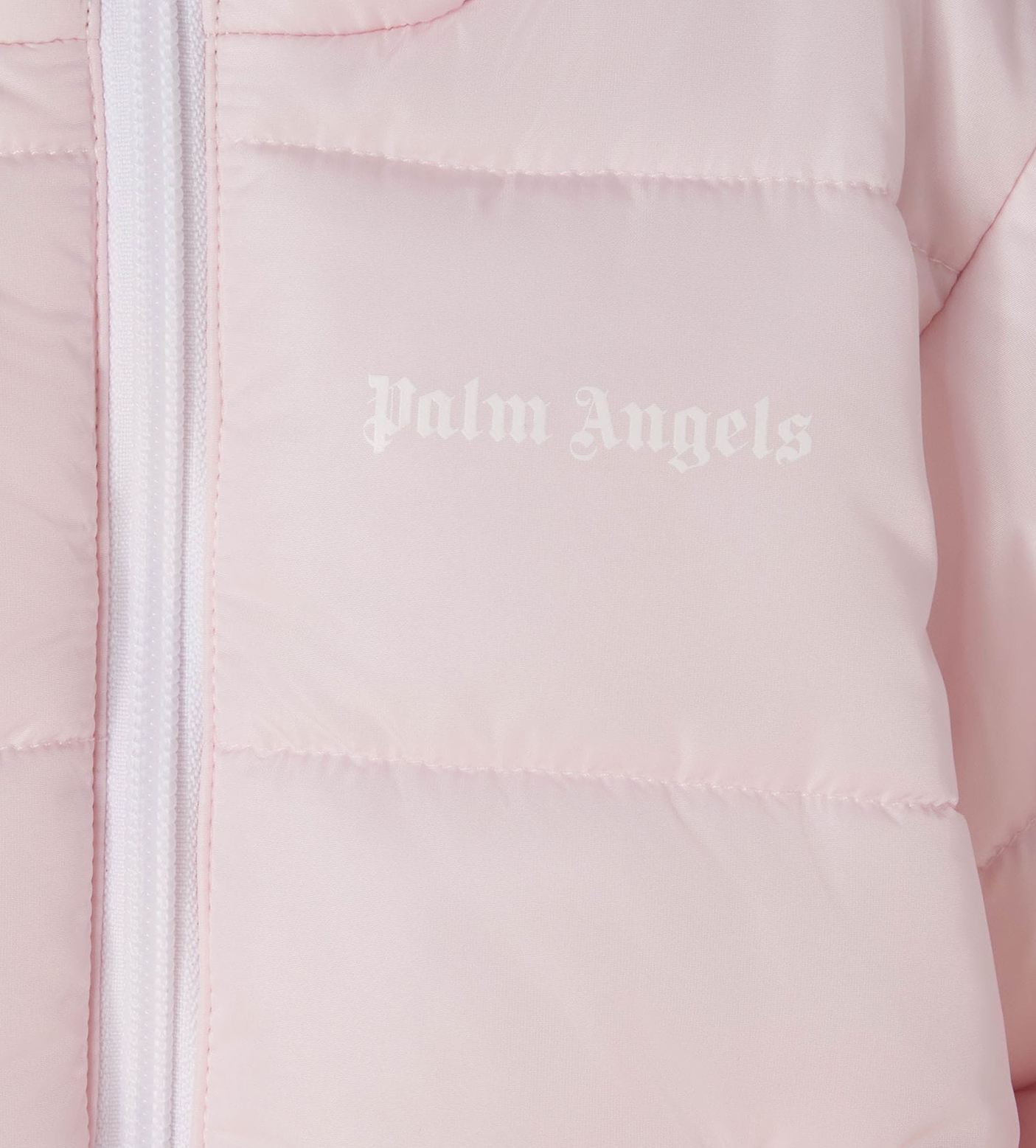 Logo-Print Quilted Hooded Jacket Pink
