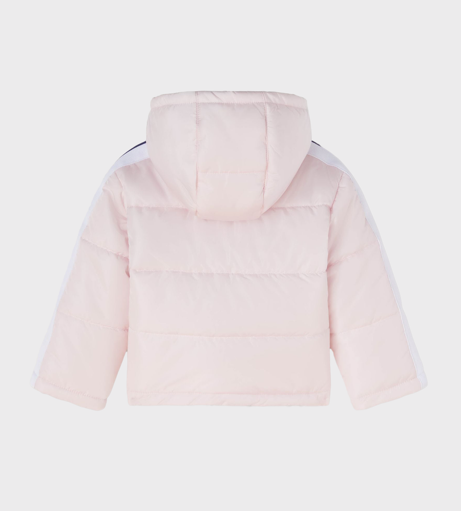 Logo-Print Quilted Hooded Jacket Pink