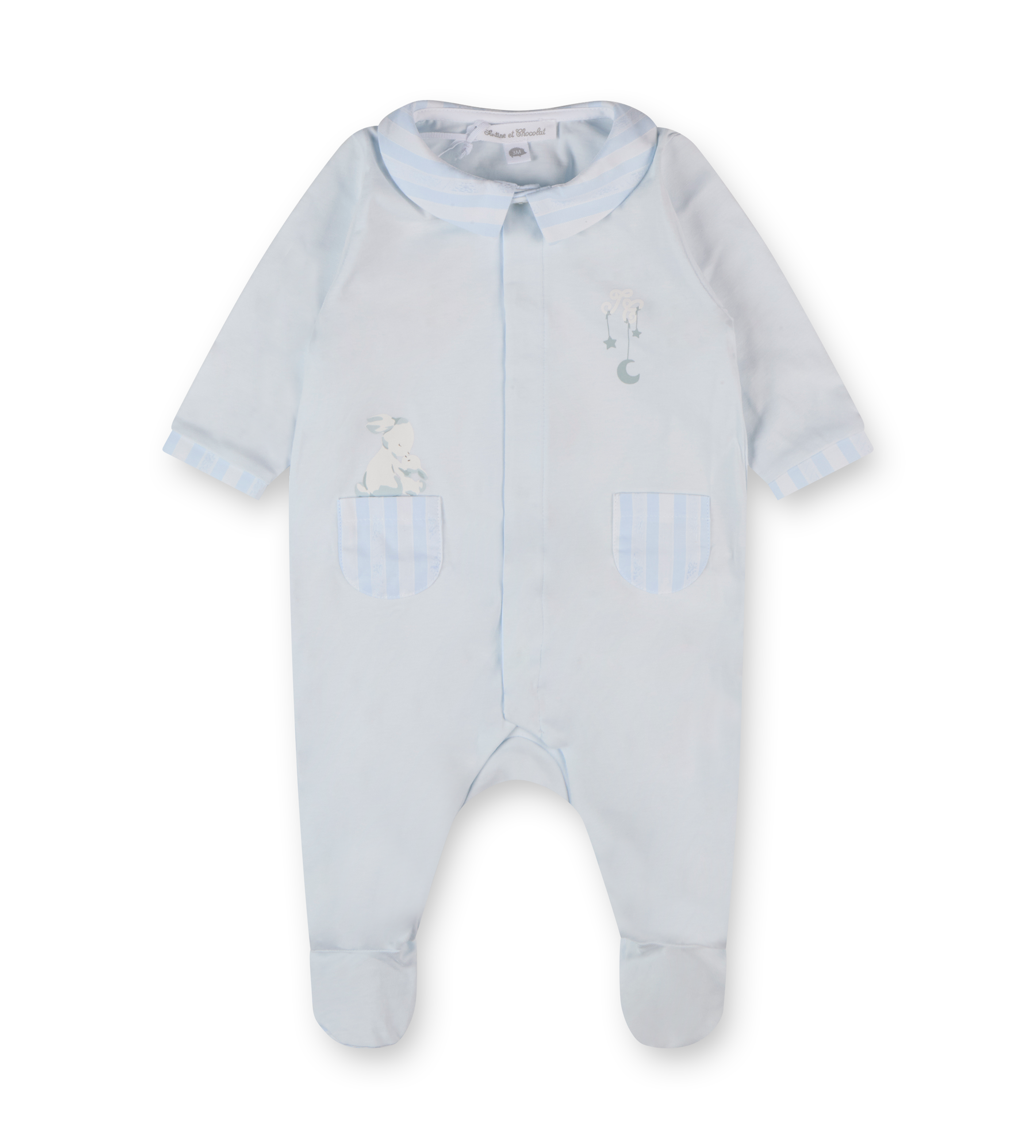Tartine et Chocolat Bunny Babygrow Pyjama in Ciel Blue