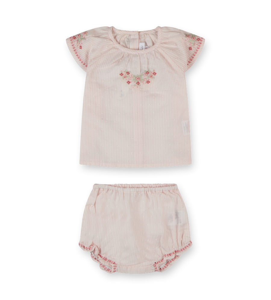 Baby Striped Floral Set Rose Pale