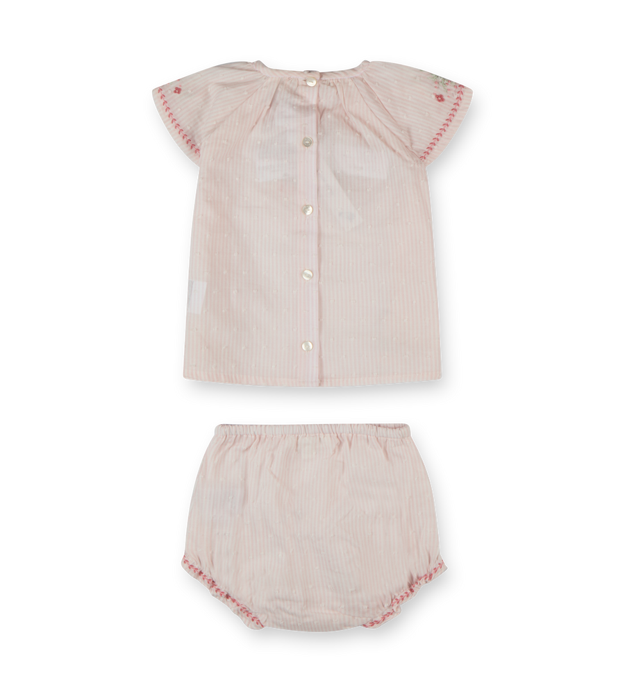 Baby Striped Floral Set Rose Pale
