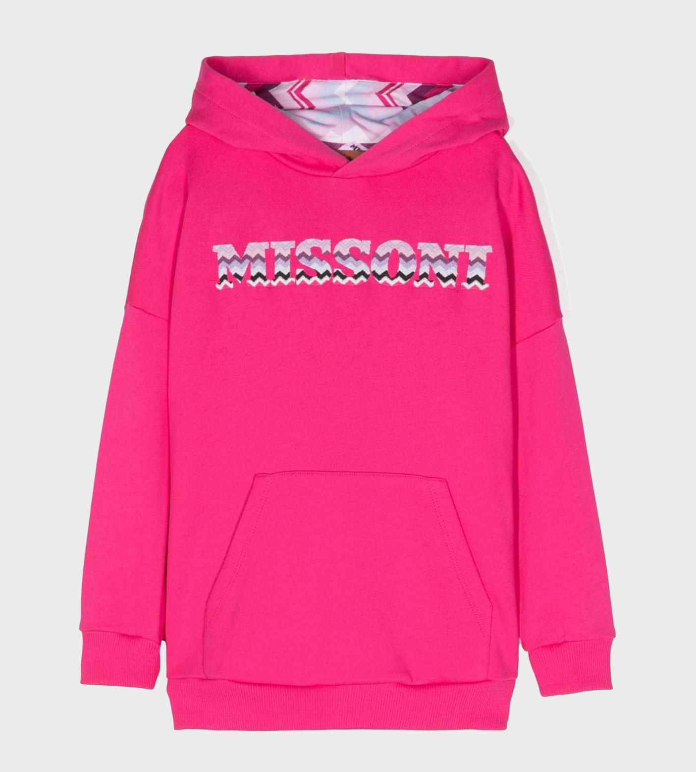 Logo-Print Cotton Hoodie Fuchsia
