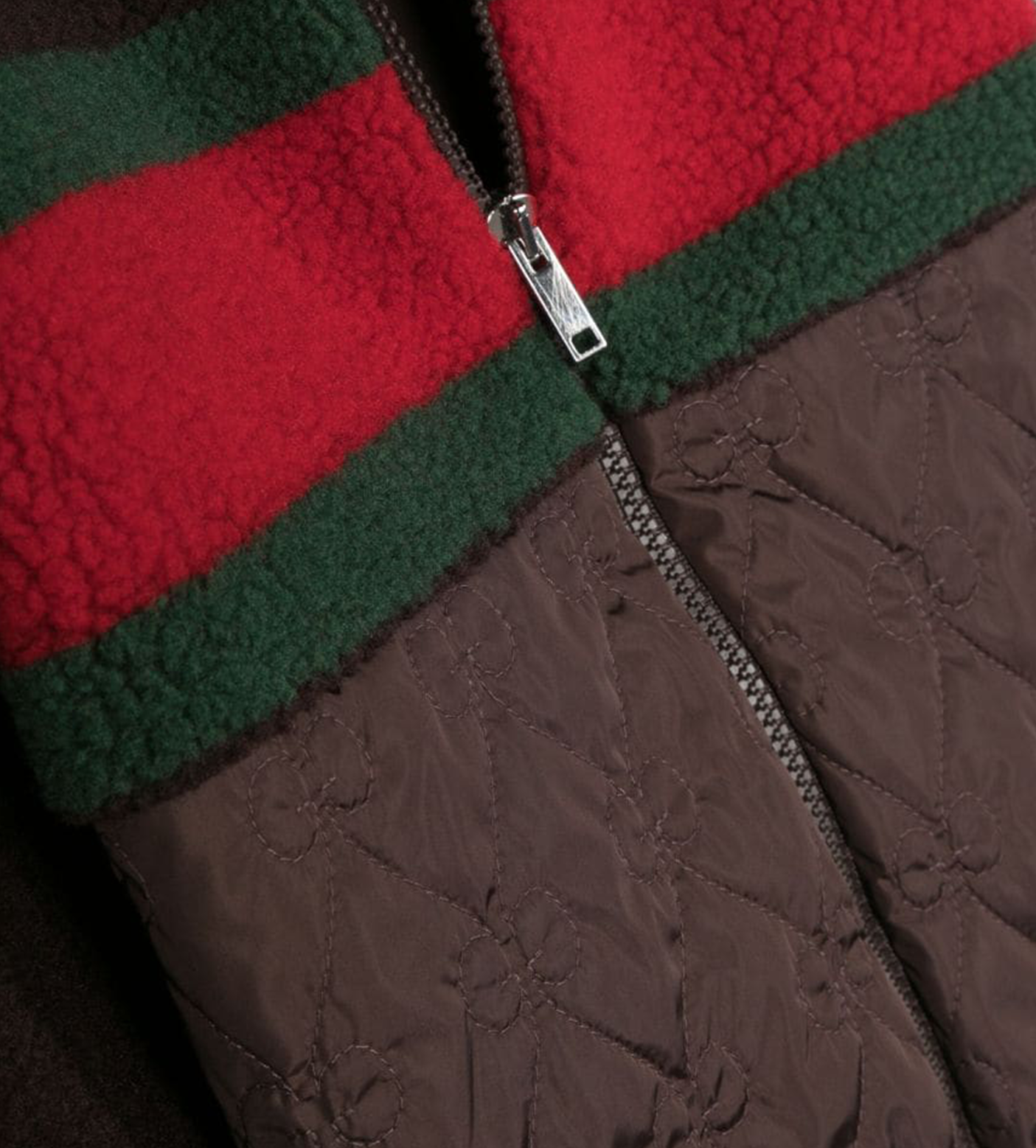 GG fabric zip jacket in dark brown