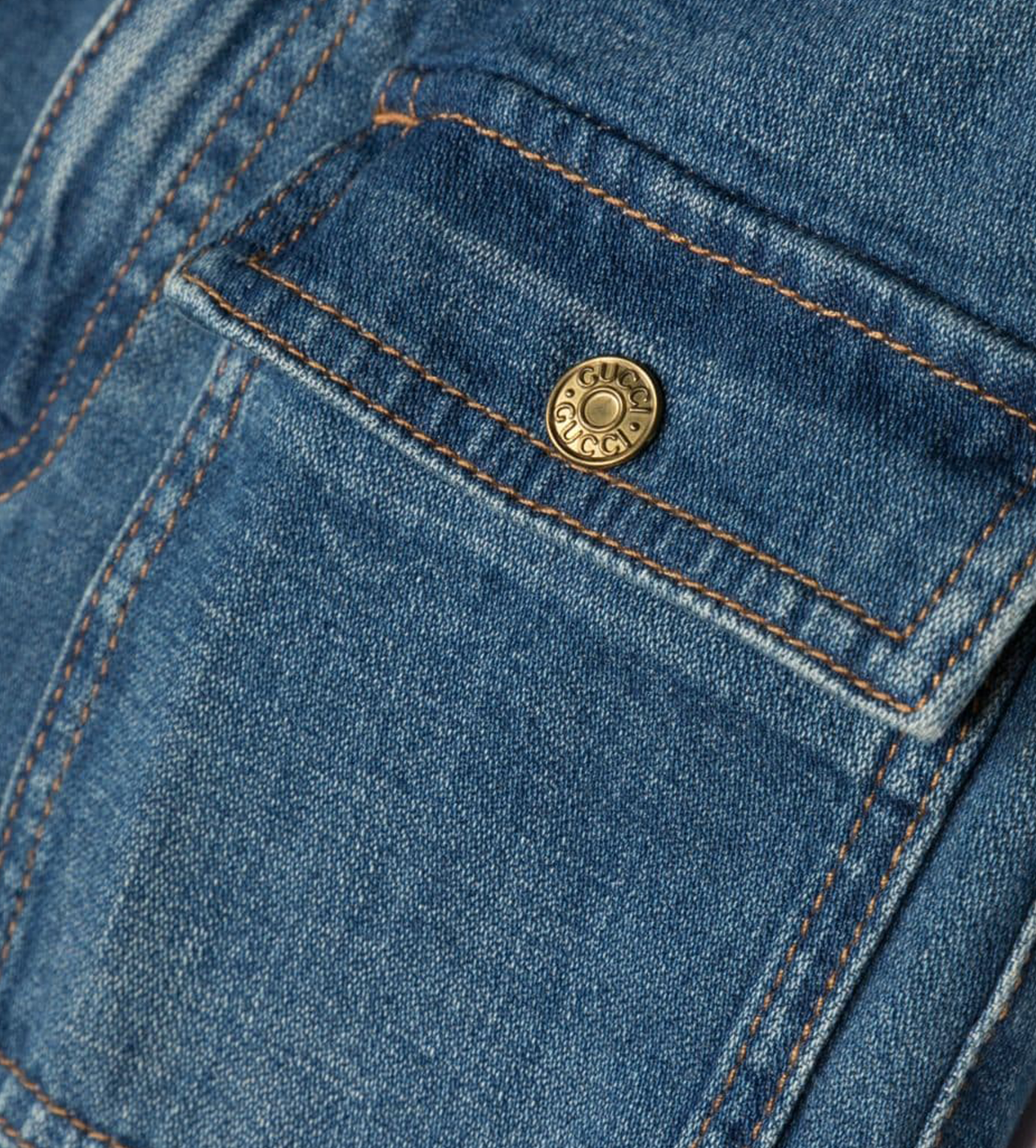 Button Detail Denim Jeans Blue