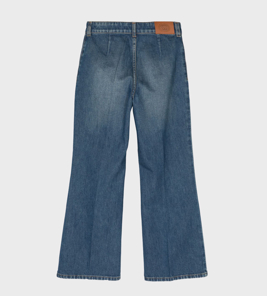 Button Detail Denim Jeans Blue