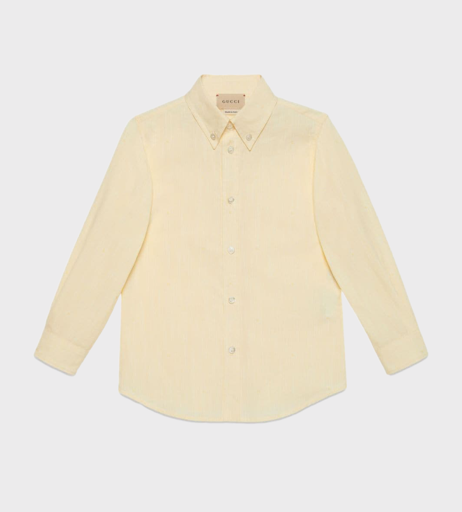 Square G-Print Cotton Shirt Yellow