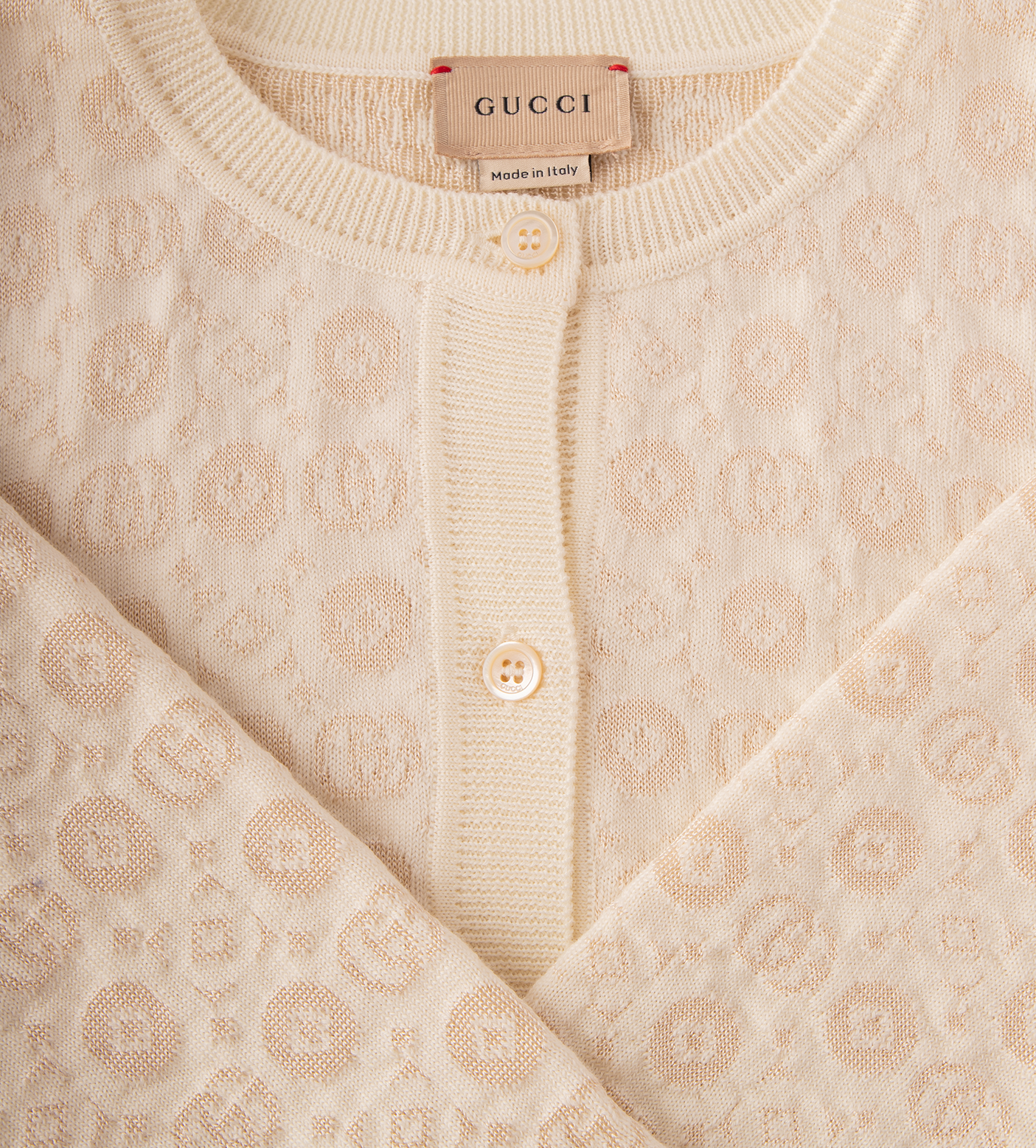 Double-G Wool Cardigan Beige