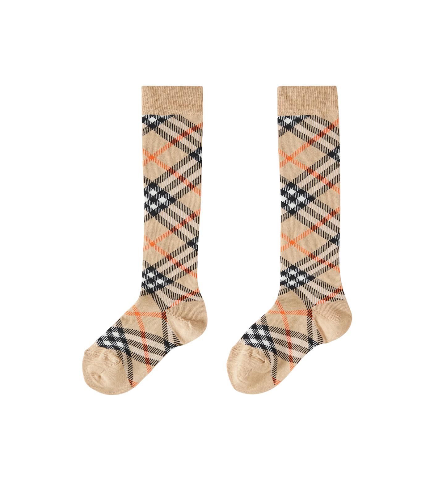 Check Cotton Blend Socks Sand