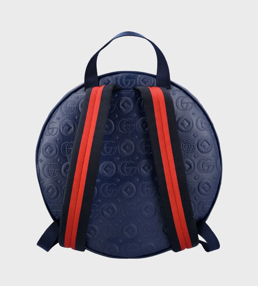 Interlocking G Logo Leather Backpack Blue