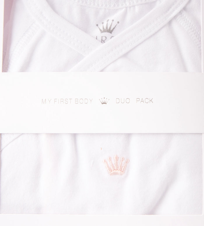 Baby Bodysuit Crown Set In White