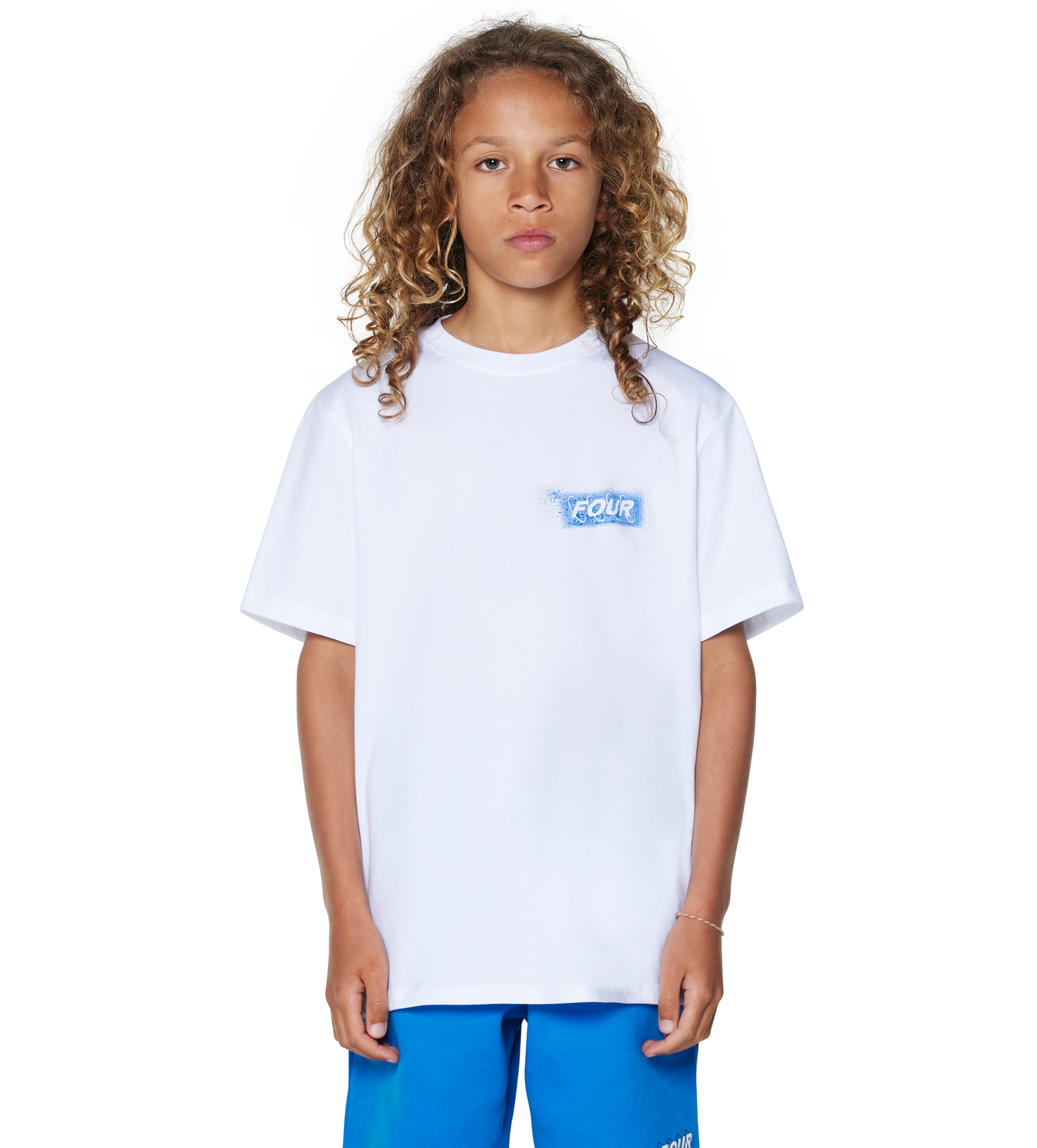 Splatter Circles T-shirt White/ Princess Blue