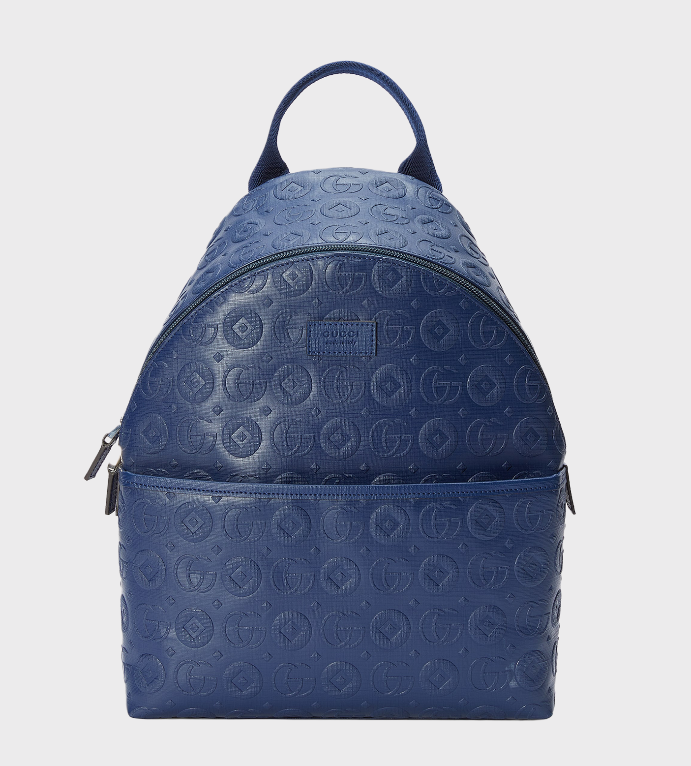 Interlocking G Logo Leather Backpack Blue