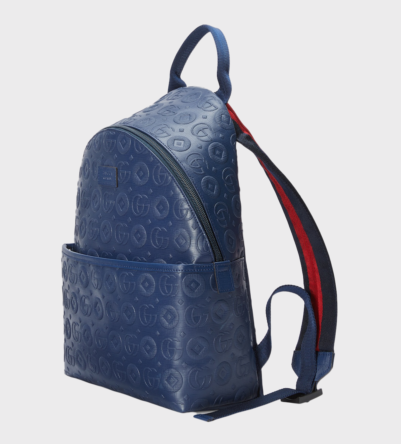 Interlocking G Logo Leather Backpack Blue