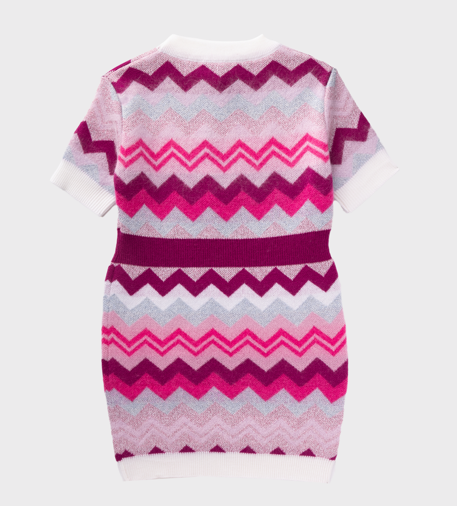 Zigzag-Print Short-Sleeve Dress Multi