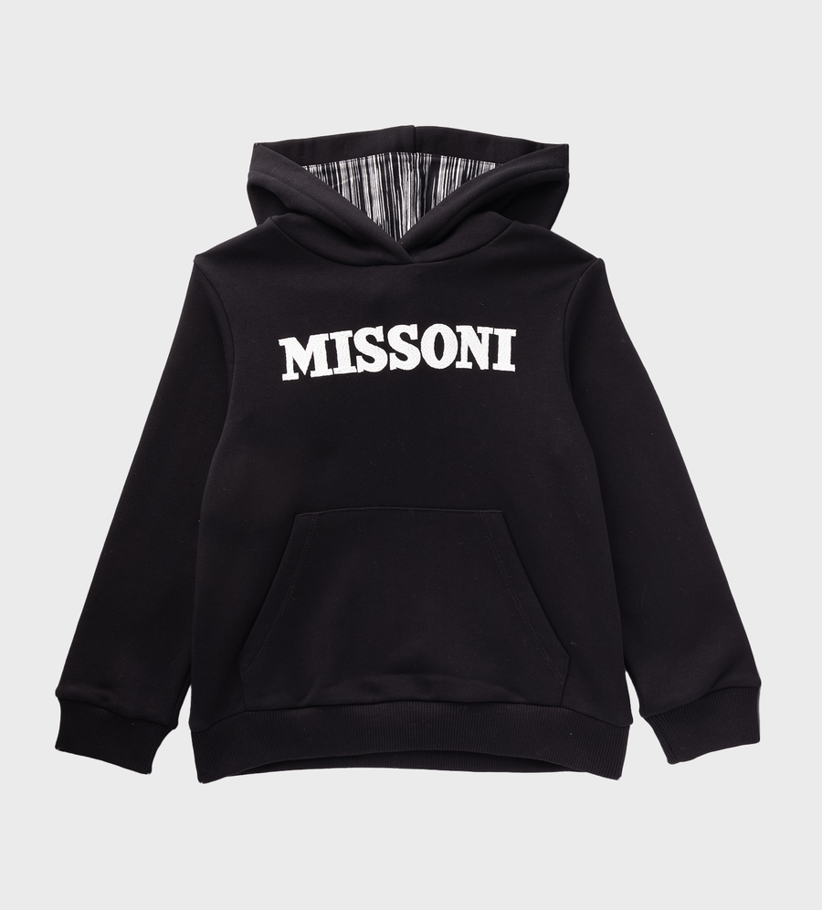 Logo-Print Cotton Hoodie Black