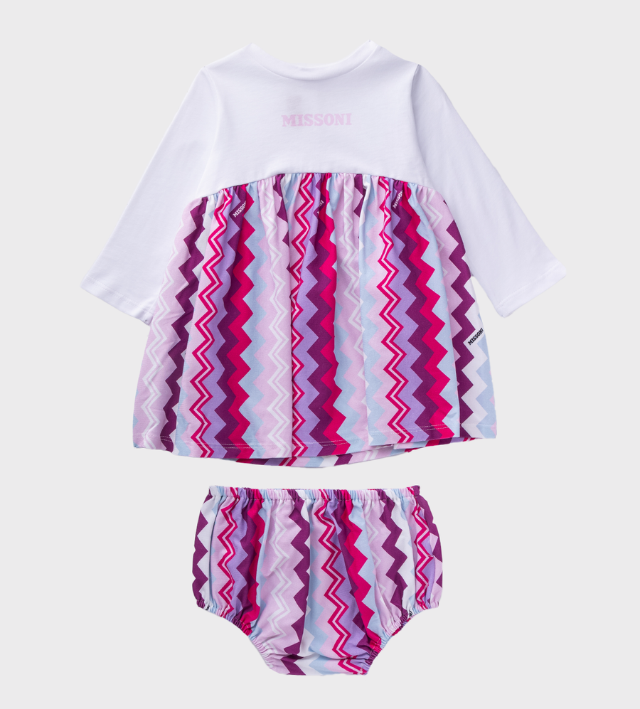 Chevron-print Branded Dress Multi