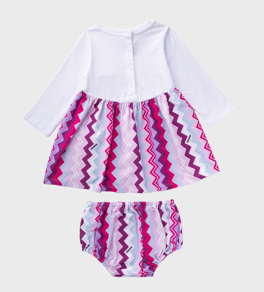 Chevron-print Branded Dress Multi