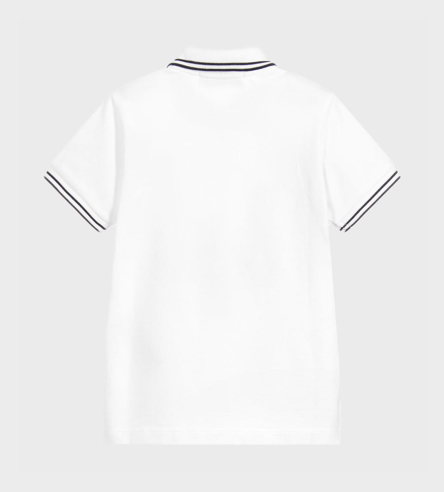 Compass-Patch Polo Shirt White