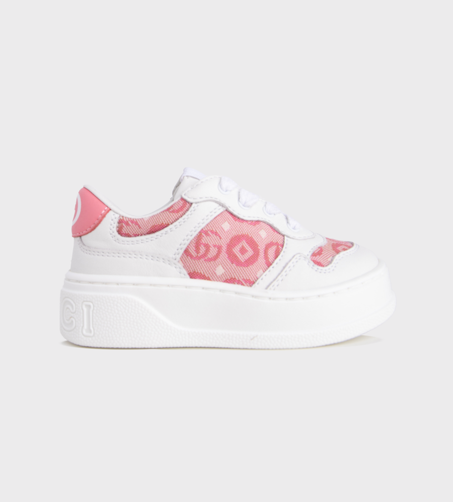 Double G Leather Platform Sneakers Pink