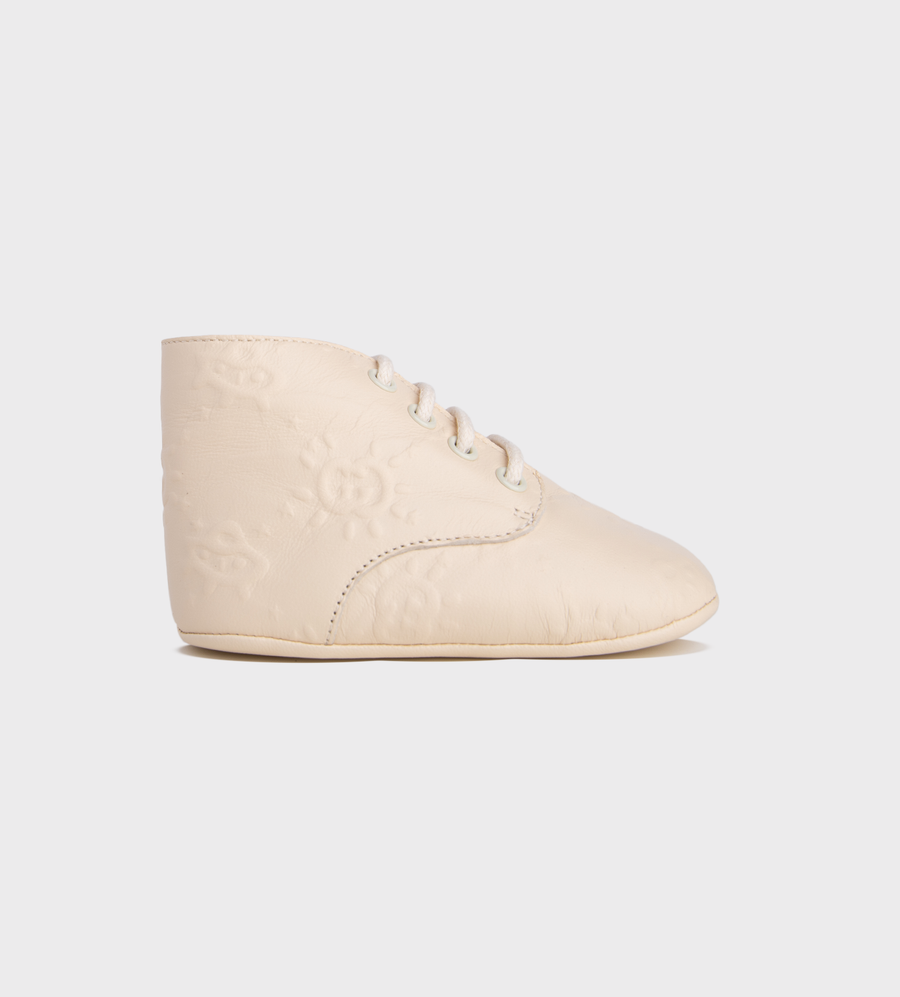 Interlocking G Lace-up Leather Boots Ivory
