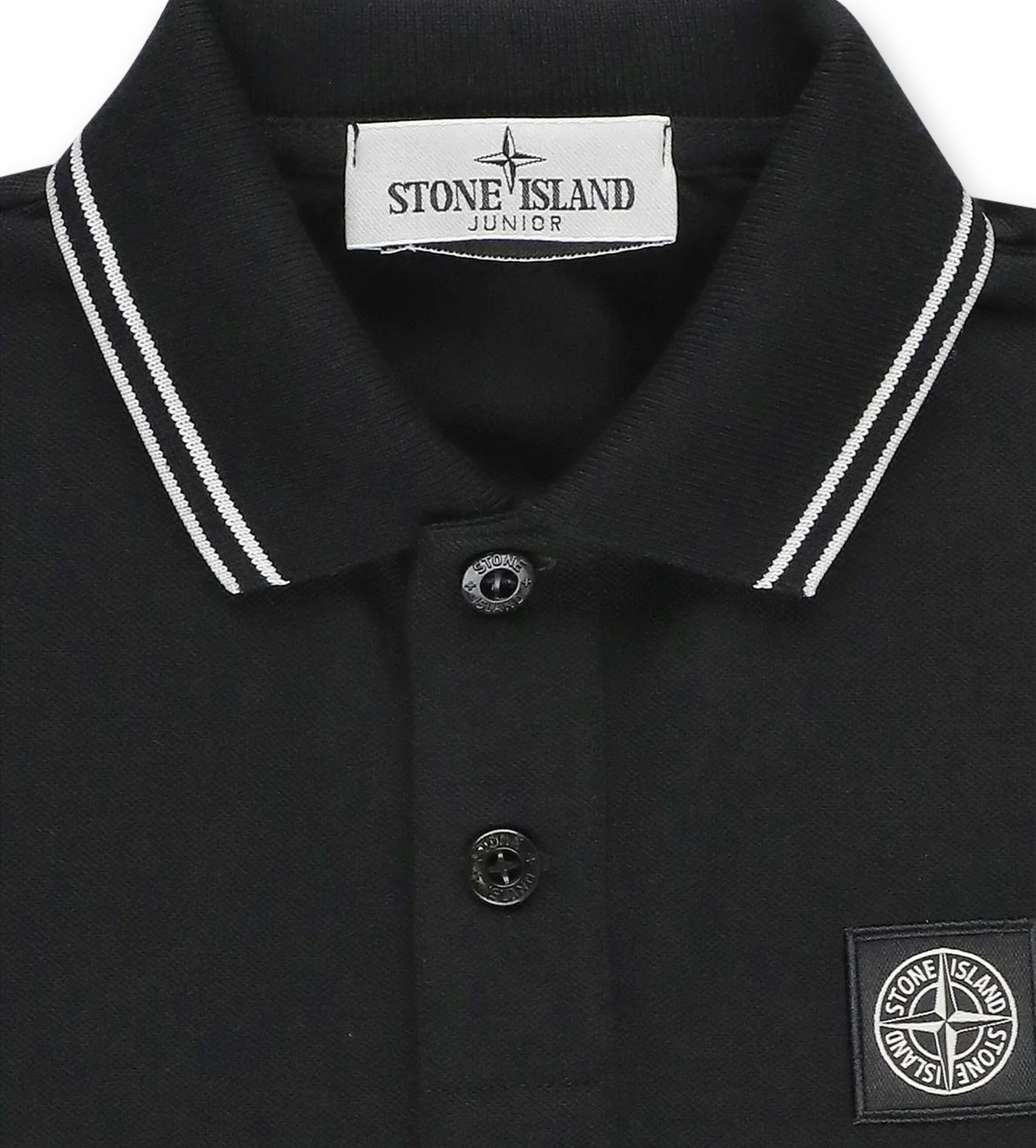 Compass-Patch Polo Shirt Black