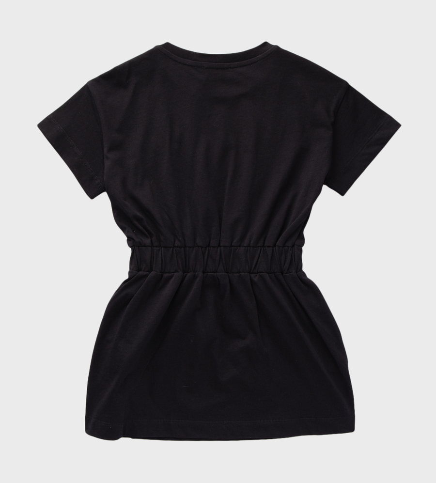 Logo-Print Short-Sleeve Dress Black