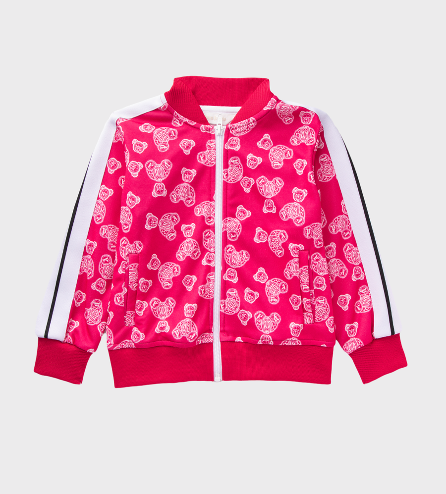 Bear Print Tracksuit Jacket Pink