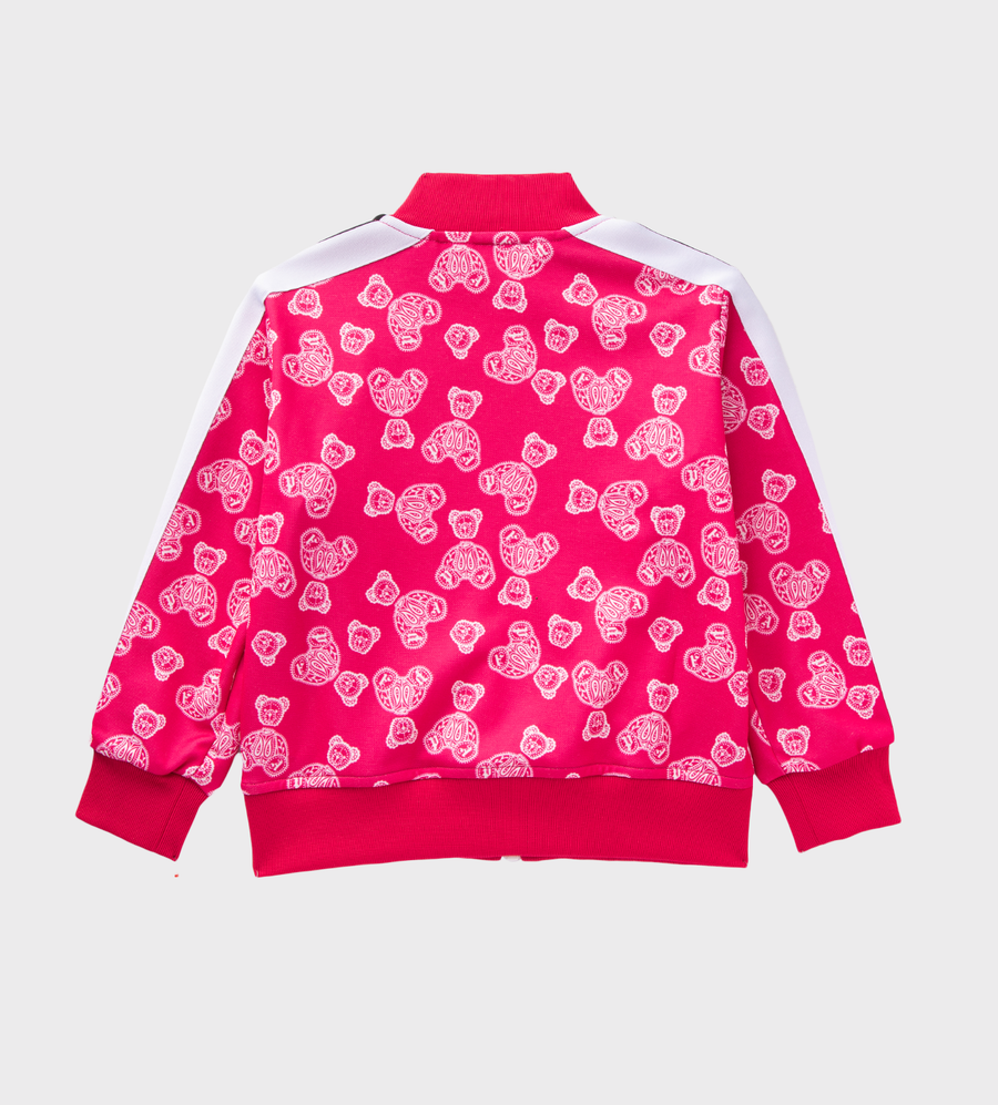Bear Print Tracksuit Jacket Pink