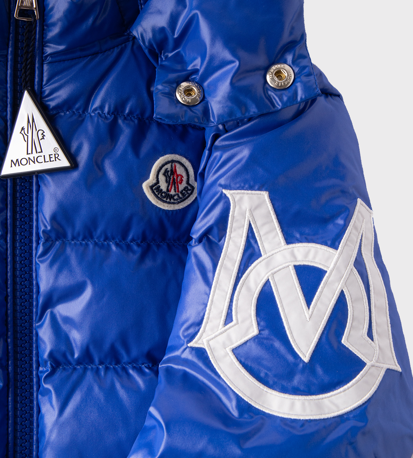 Logo-Patch Hooded Padded Jacket Blue