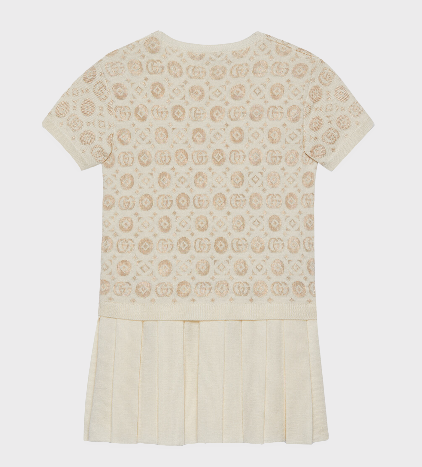 Double G Round-Neck Wool Dress Beige