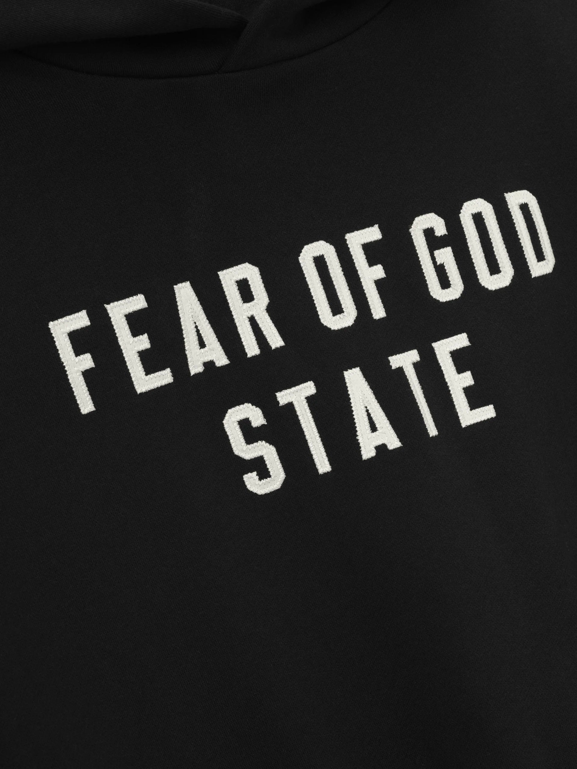 Fear of God Essentials 90s Fit Fleece Hoodie in Jet Black (Kids)