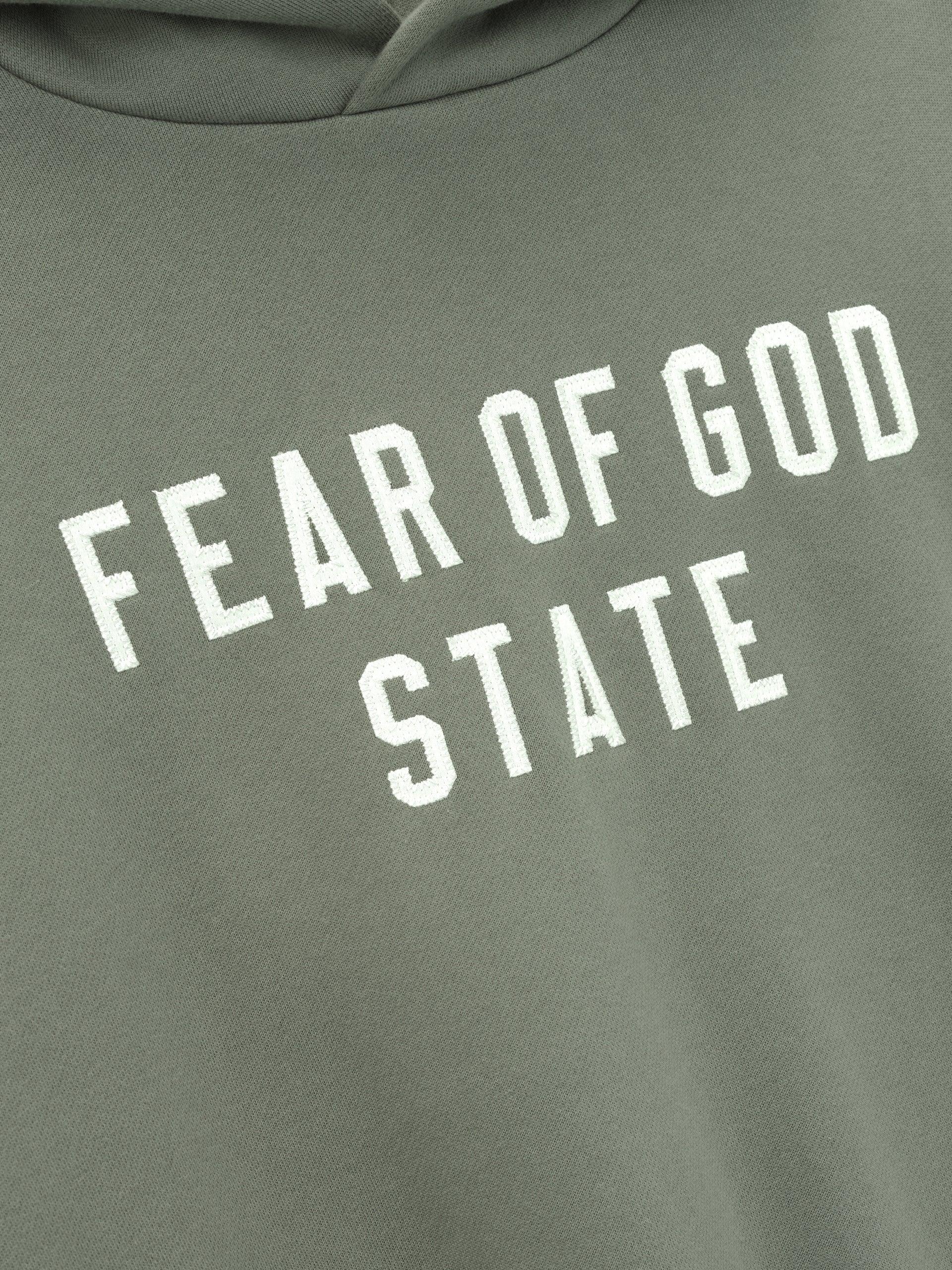 Fear of God Essentials 90s Fit Fleece Hoodie in Moss (Kids)