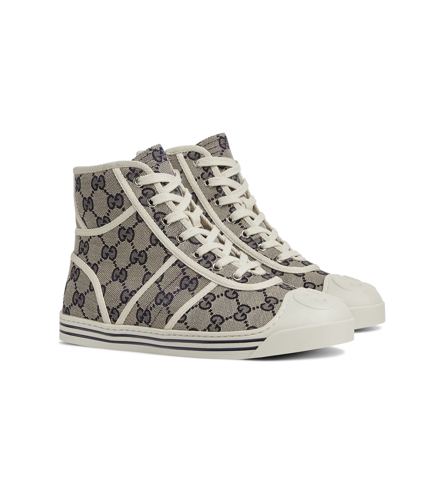 Teen High Top Canvas Sneakers Beige/Blue