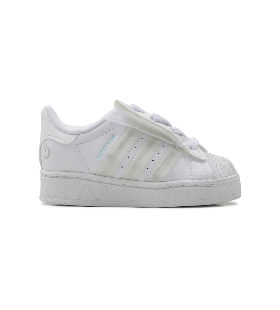 White Adidas sneaker on a white background