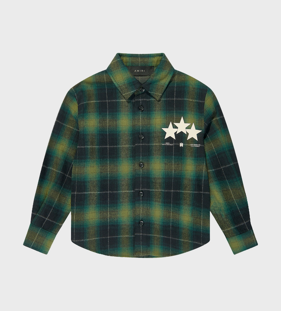 Star-Print Checked shirt Rain Forest