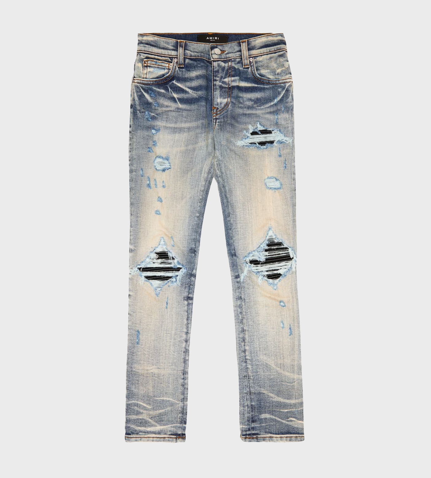 Distressed Slim-Cut Jeans Indigo Blue