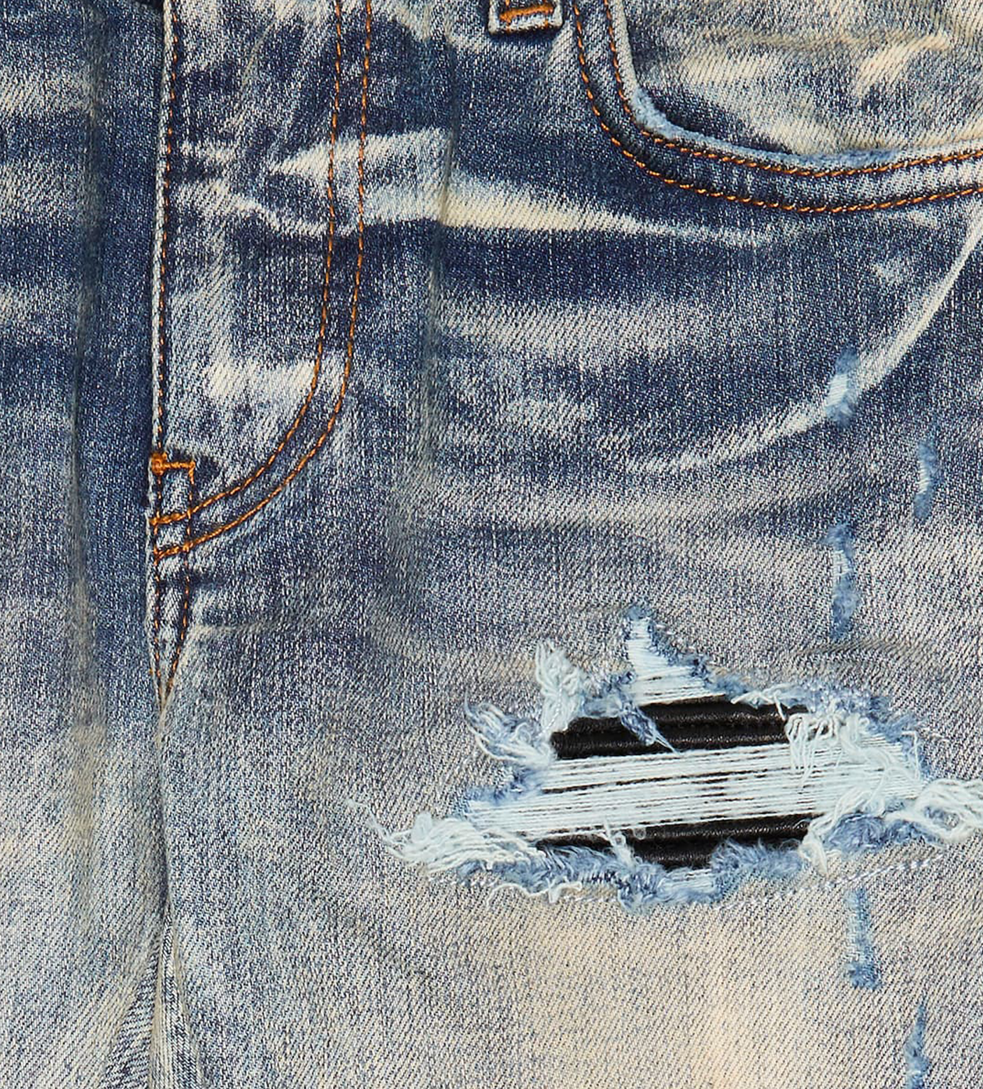 Distressed Slim-Cut Jeans Indigo Blue
