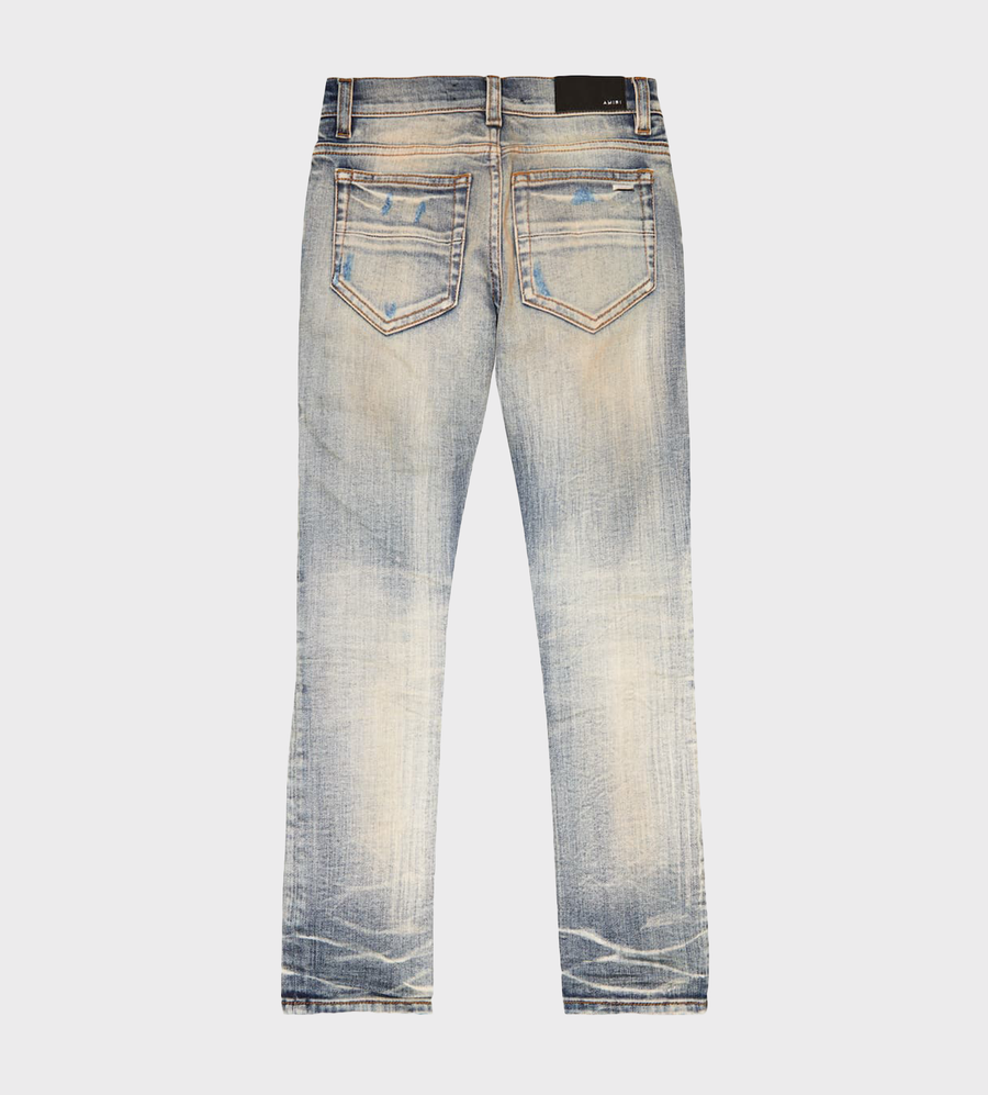 Distressed Slim-Cut Jeans Indigo Blue