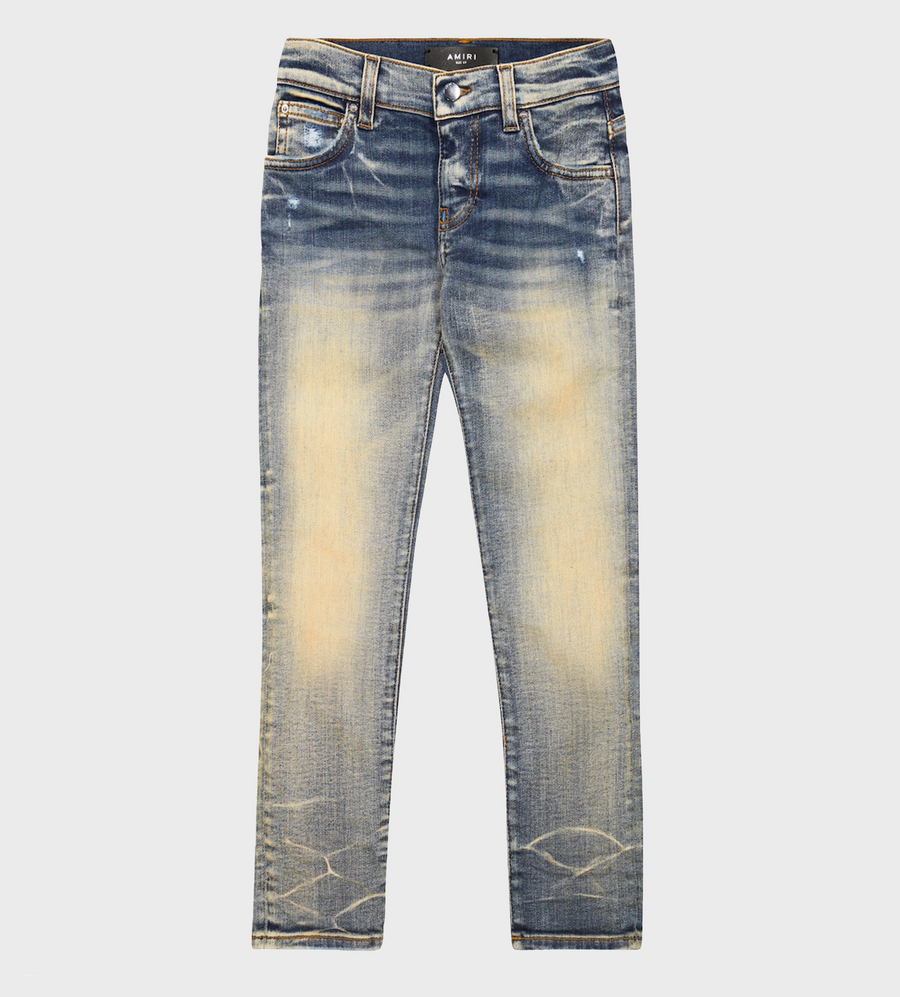 Distressed Slim-Cut Jeans Clay Indigo