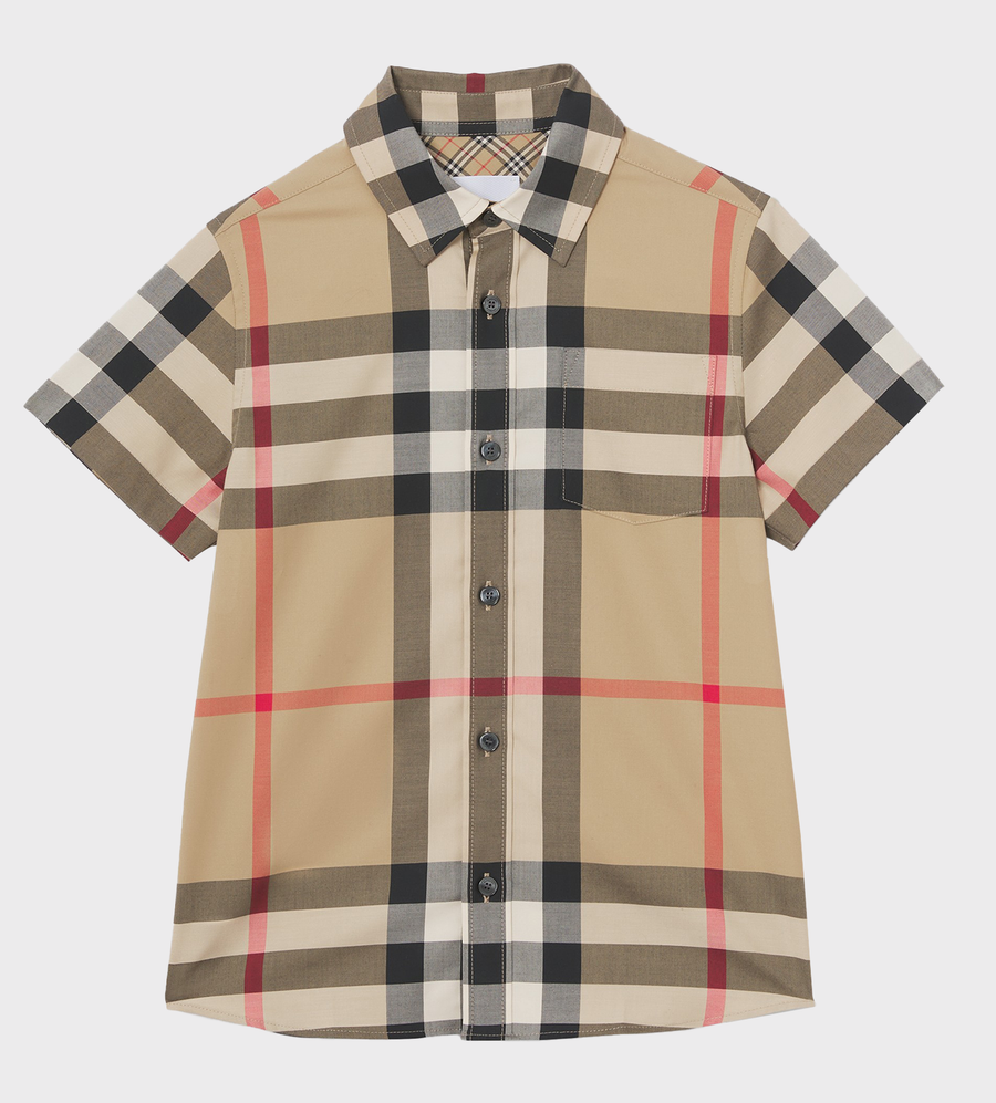 Vintage Check-Print Shirt Beige