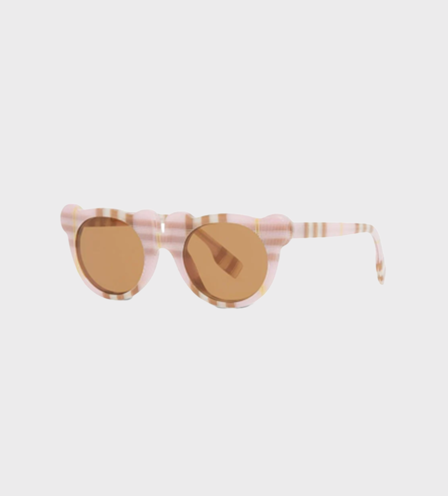 Vintage Check Teddy Bear Frame Sunglasses Pink