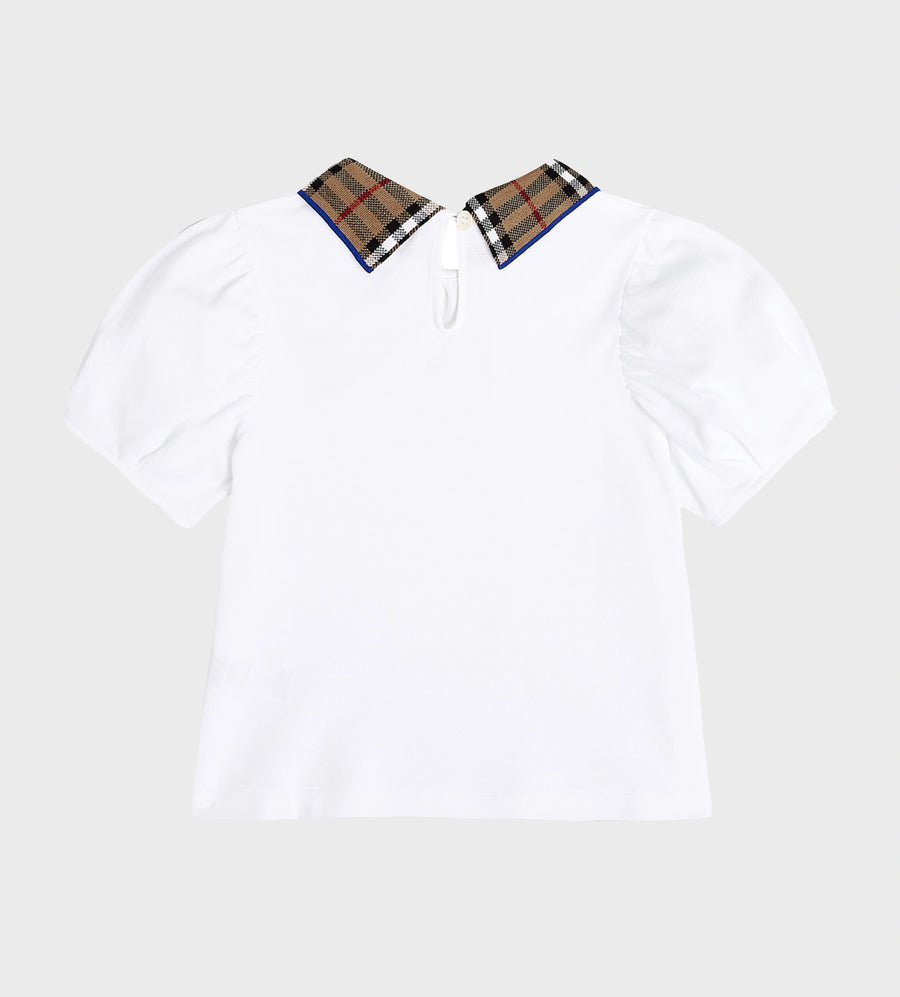 Baby Check Collar Polo Shirt White