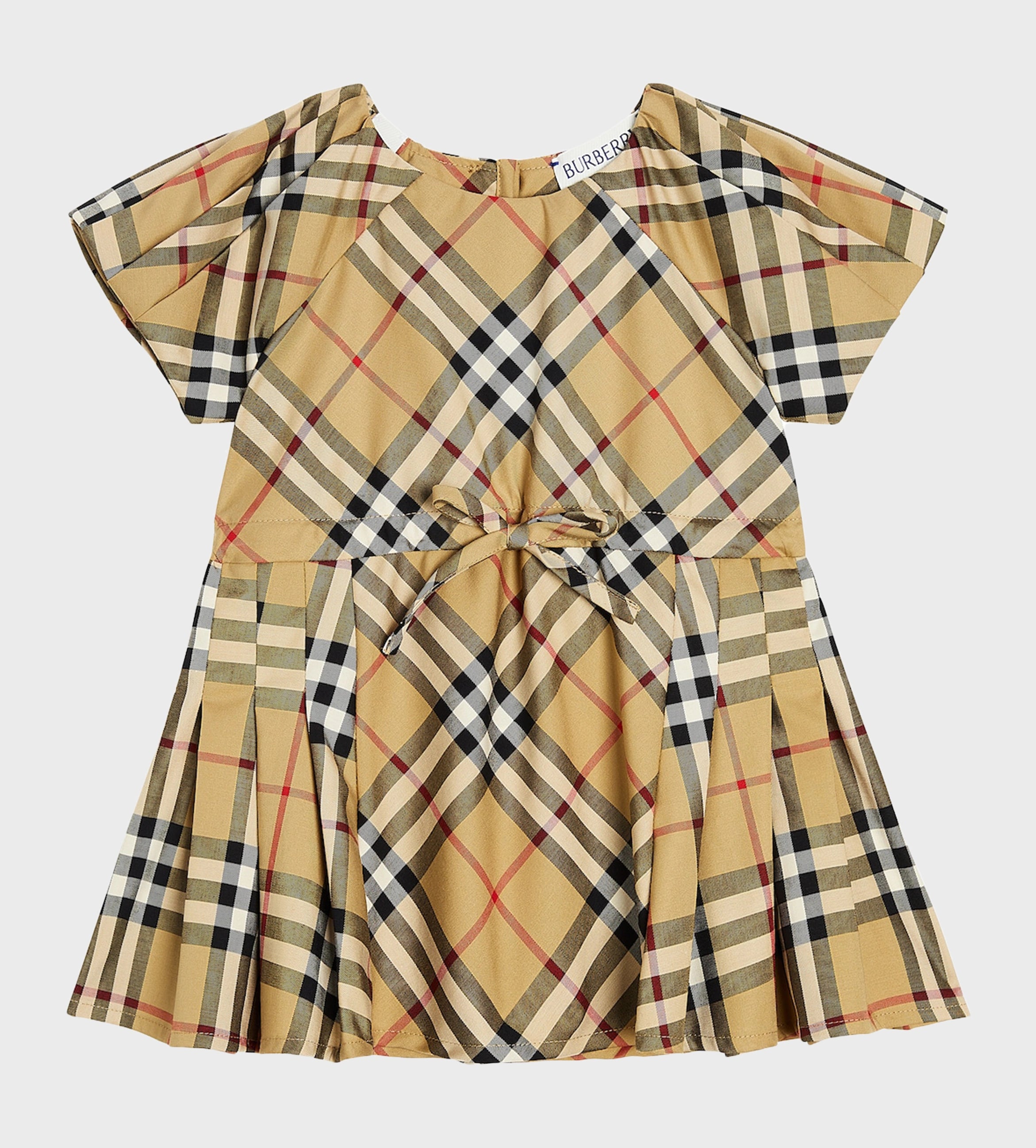 Baby Pleated Check Stretch Dress Archive Beige